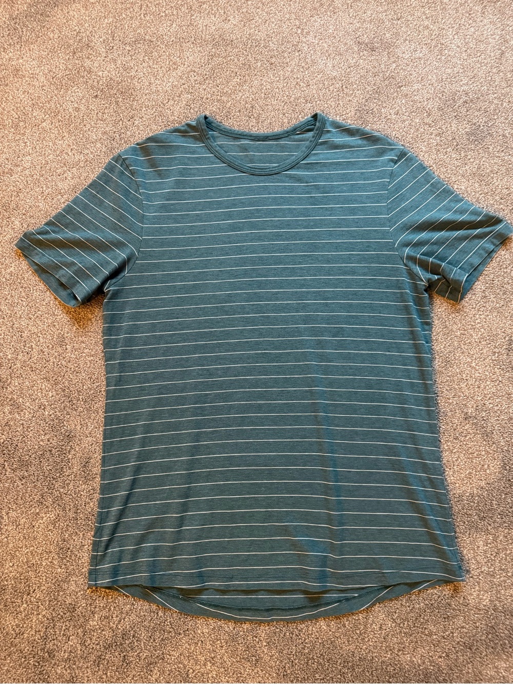 lululemon athletica Teal Horizontal Stripe Crew Tee